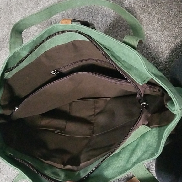 Canvas Shopper/Shoulder Bag in Green - Picture 11 of 15